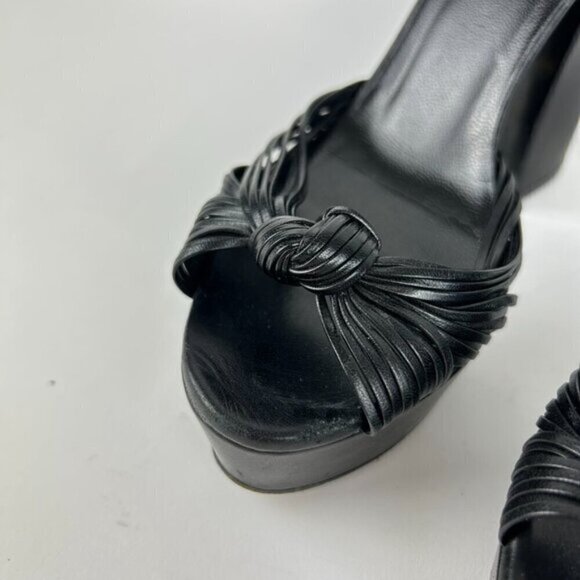 Gucci Allie Knotted Platform Sandals EU 37 US 7 Black Crawford Block High Heel - Picture 5 of 12